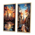 thumbnail image 3 of Designart "City Charlotte composition I" Charlotte Framed Wall Art Set Of 2 - Yellow Cityscapes Frame Gallery Set For Office Decor, 3 of 7