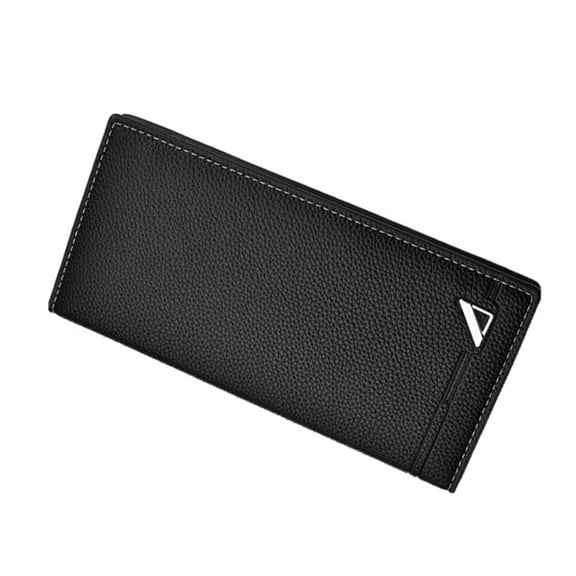 KALLORY Men's Black Long Trifold Wallet with Durable Feel and Convenient Card Slots for Easy Access