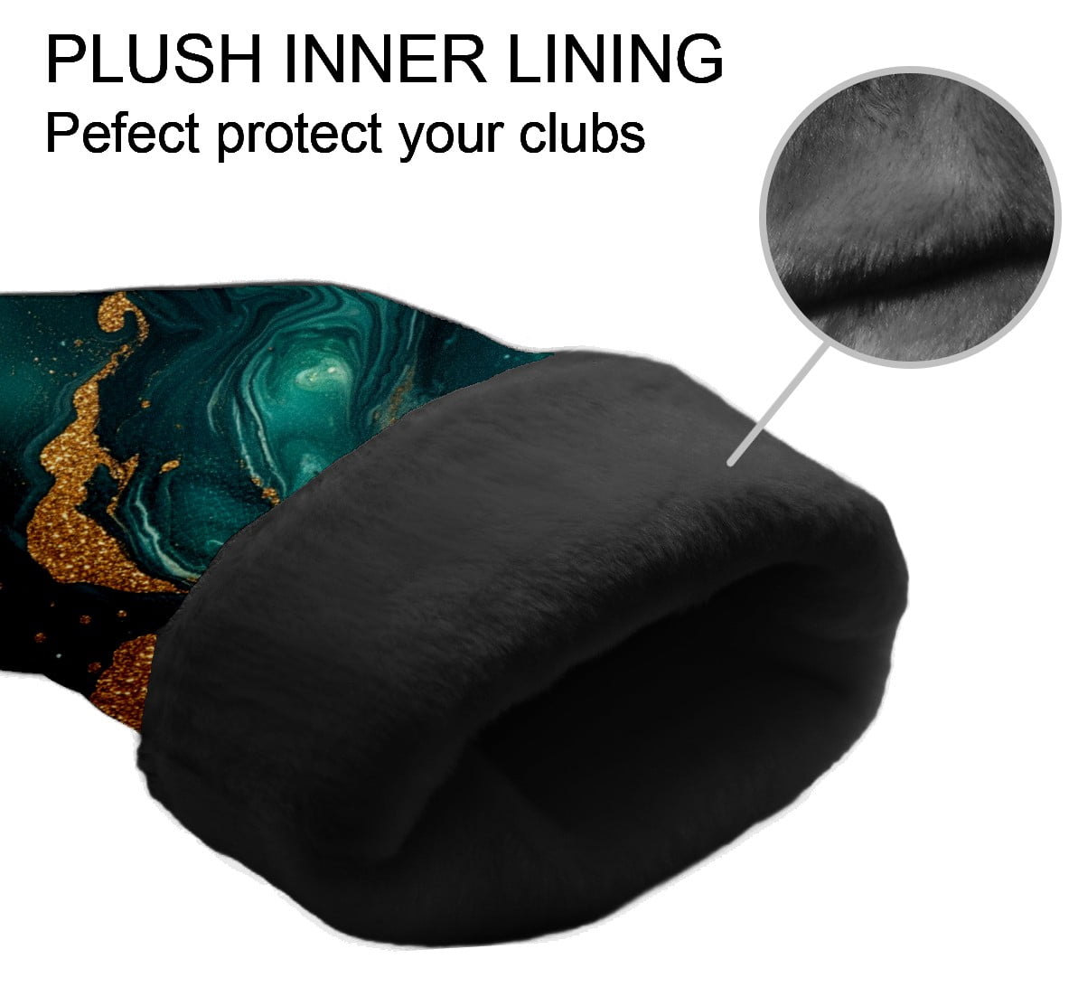 Golf Club Covers PU Leather Waterproof Head Covers for Fairway Woods Hybrids Golden Marble Pattern Unisex Fits Most Brands