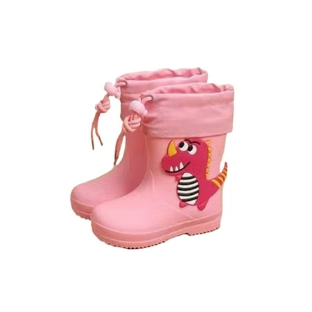 

Ritualay Kids Garden Shoes Slip Resistant Waterproof Booties Wide Calf Rain Boot Breathable Pull On Mid-Calf Boots School Wet Weather Removable Lining Rainboot Plush Lined Pink 13C