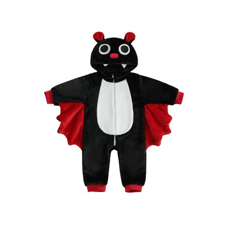 BemeyourBBs Kids Bat Costume Long Sleeve Patchwork Hooded Cosplay Jumpsuit