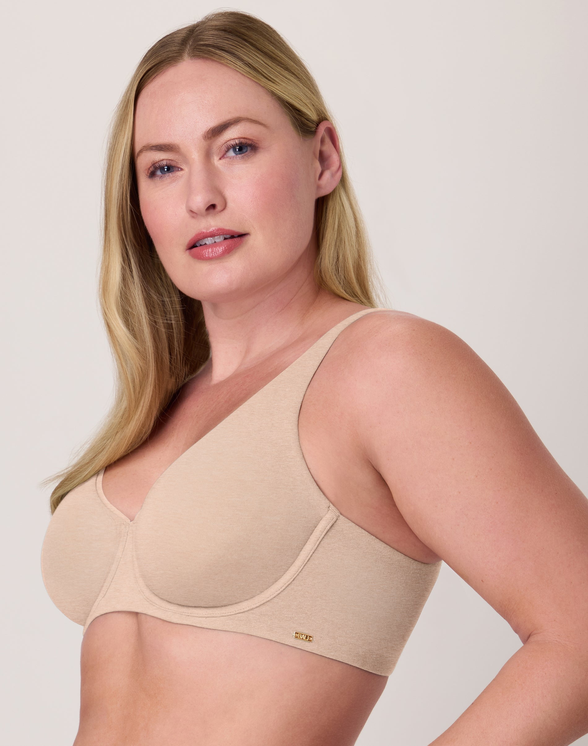 Bali Cotton Collection Underwire Bra, Moisture-Wicking, Convertible Tropical Sands Heather 36C
