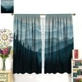 thumbnail image 3 of Mountain Blackout Curtains Misty Forest Nature Woodland Scenery Landscape Art Print for Living Room Bedroom Kitchen Decor Rod Pocket Window Drapes 2 Panels 84x84in, 3 of 6