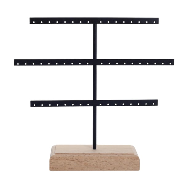 Organizador de pendientes, soporte para pendientes colgantes, estante de almacenamiento de joyas, regalo para mamá, colgador Negro