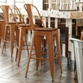thumbnail image 2 of Flash Furniture Carly Commercial Grade 30" High Orange Metal Indoor-Outdoor Barstool with Back with Teak Poly Resin Wood Seat, 2 of 13