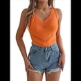thumbnail image 3 of Suéter Sin Mangas de Verano con Cuello en V para Mujer, Chaleco de Punto Holgado para Otoño. Color Naranja L, 3 of 10