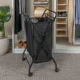 thumbnail image 4 of Household Essentials Rolling Laundry Hamper, Heavy Duty Canvas Bag, 2 Load Capacity, Foldable Frame, Black Bag with Velcro Fasteners, Black, 4 of 13