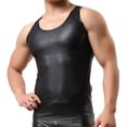 thumbnail image 5 of Men Sexy Leather Tank Top, Shiny Soft Matte Leather, Plus Size S-5XL, Male Black Leather Vest, 5 of 6