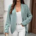 thumbnail image 4 of XPMWRP Women's Solid Color Knit Cardigan Coat Open Front Long Sleeve Loose Fit Casual Lightweight Drape Hem Outerwear Green XXL, 4 of 7