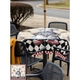 thumbnail image 4 of Outdoor Tablecloth with Umbrella Hole and Zipper, Vintage Gnomes Square Table Cloth 54x54 Inch Waterproof Tablecloth, Black Red Checkered Retro Art Picnic Table Cover for Patio Camping, 4 of 7