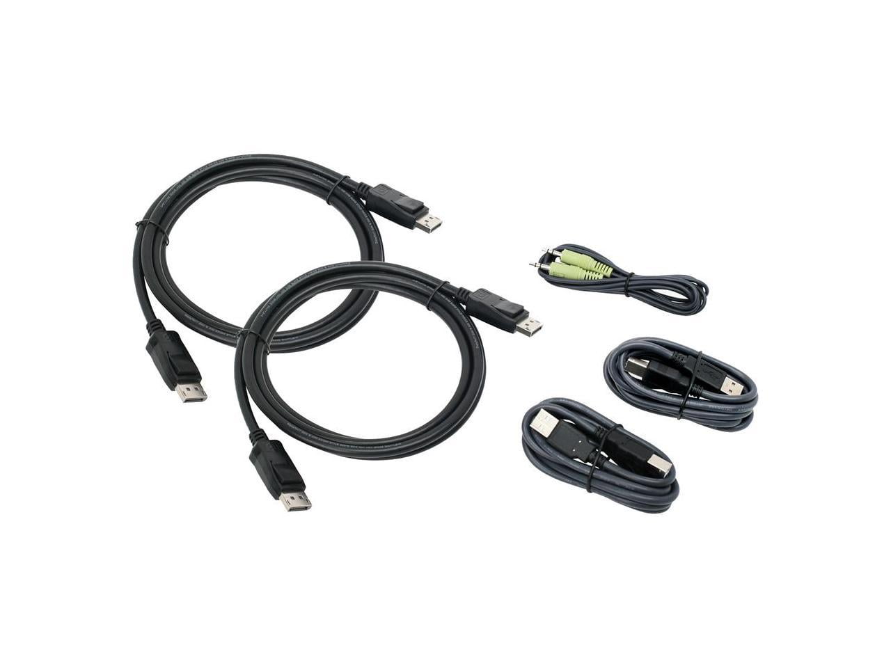 IOGEAR 6 Ft. Dual View DisplayPort, USB KVM Cable Kit with Audio (TAA) - 6 ft DisplayPort/Mini-phone/USB KVM Cable for KVM Switch, Desktop Computer, Notebook, Monitor, Keyboard, Mouse, Speaker - Fi...