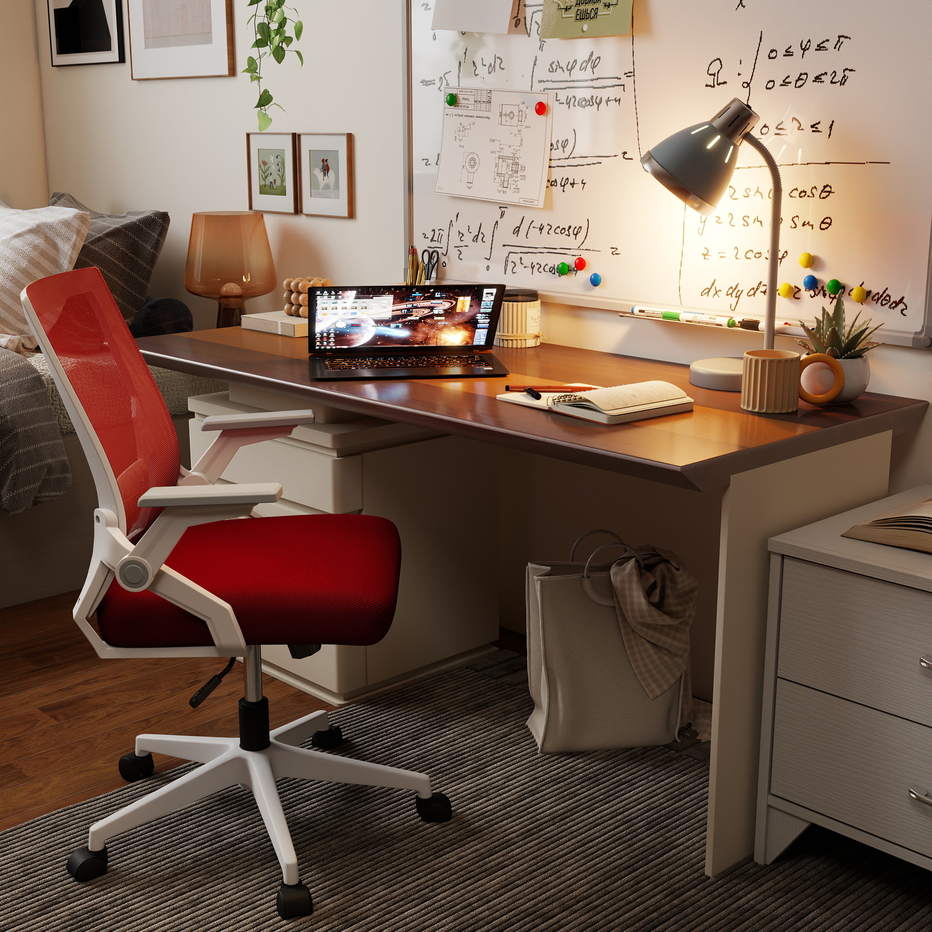 Office Chair with Flip-up Armrests Ergonomic Computer Desk Chair Foldable Mesh Task Chair with Wheels Adaptive Lumbar Support Swivel Tilt Comfortable Study Chair for Student
