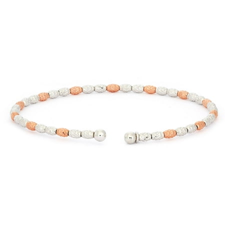 Giuliano Mameli Sterling Silver 14kt Rose Gold- and White Rhodium-Plated Faceted Oval Beaded Bracelet