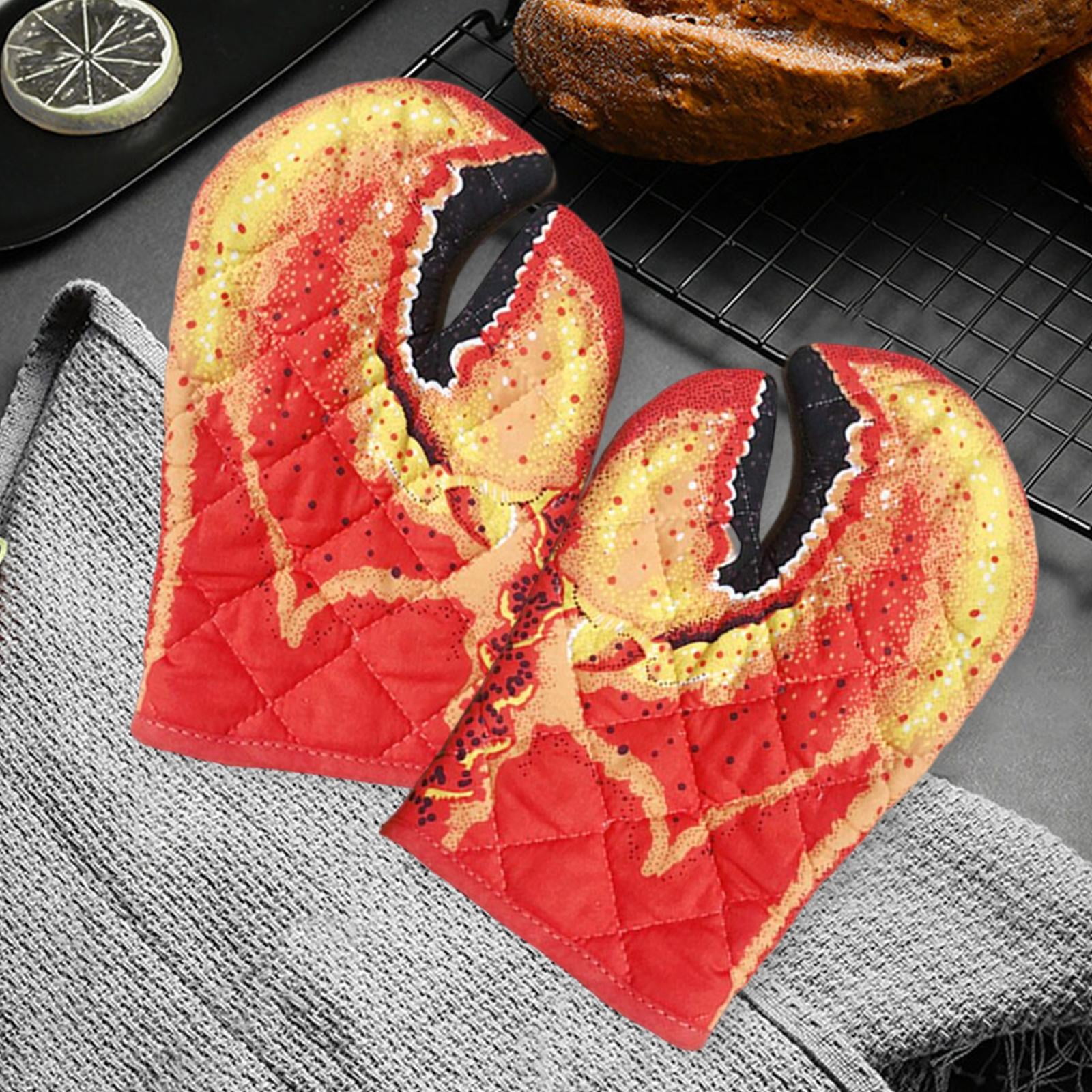 Fiocias 2 pairs Lobster Claw Oven Mitts Heat Resistant Kitchen Gloves for Oven Cooking
