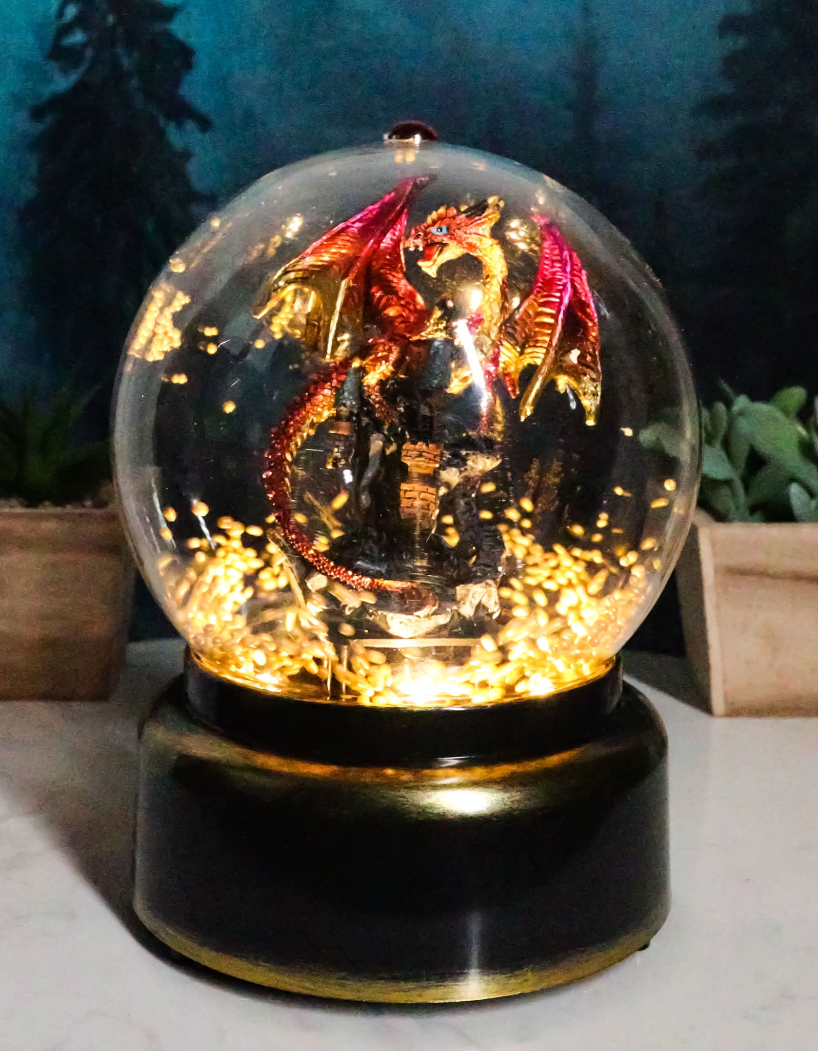 Pacific Giftware – Globo D'Acqua Con Drago Hyperion E Glitter, Collezionabile, 8 Cm - 2