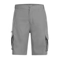 thumbnail image 3 of happyYEE Cargo Shorts for Men Button Elastic Waist Casual Shorts with Multi-pockets Loose Outdoor Workout Shorts ,L, 3 of 7