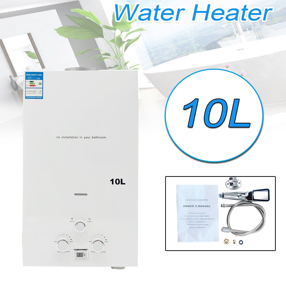 TABODD 10L Instant LPG Portable Propane Gas Hot Water Portable Camp