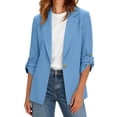 thumbnail image 6 of qucoqpe Blazers for Women Fall Fashion 2026 Lightweight 3/4 Sleeve Elegant Casual Business Work Jacket Cozy Lapel Button Blazer Coat with Pockets, 6 of 10