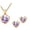 Purple, variant on Yesbay Women Rhinestone Heart Pendant Necklace Chain Stud Earrings Party Jewelry Set,Golden + Green