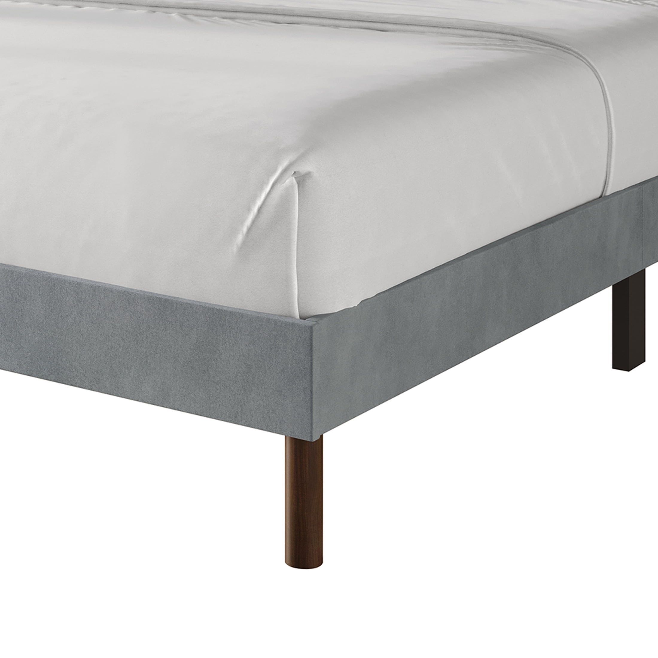 Castle Place Sleek Contemporary Velvet Upholstered Twin Platform Bed, Light Grey