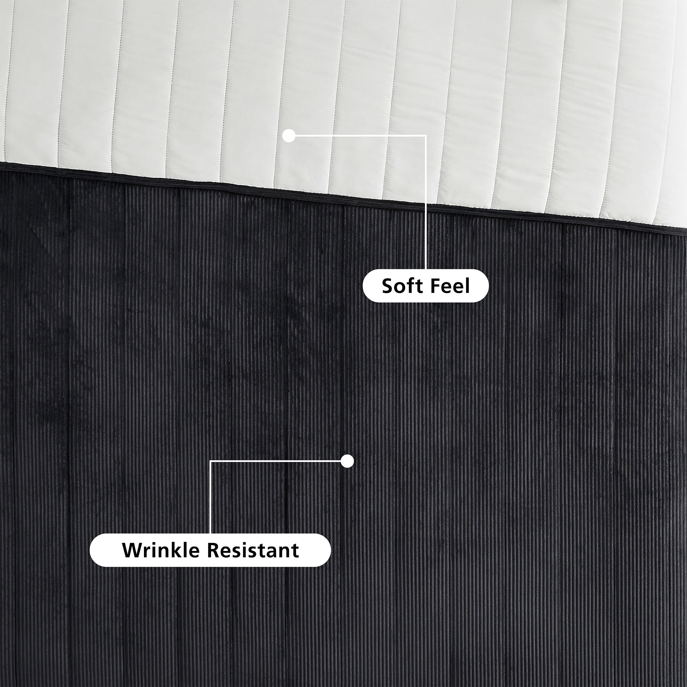 Mainstays Corduroy Quilt, Full/Queen, Black, Reversible Bedding