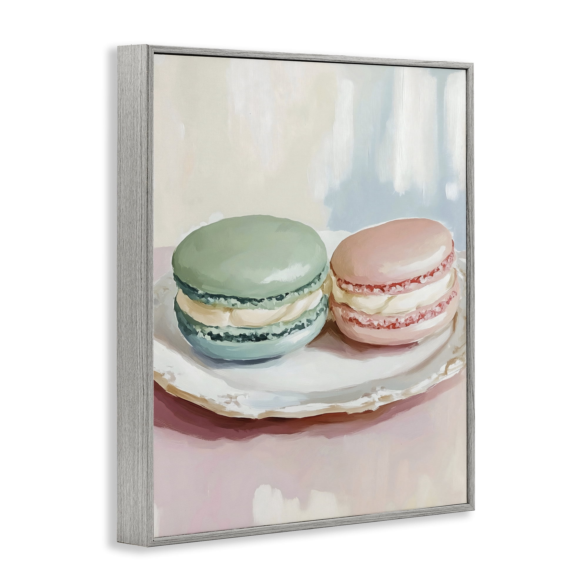 Stupell Industries Pastel Macarons on Plate Gray Framed Giclee Art, design by The Prints Vibe