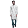 thumbnail image 1 of Atasi Designer Kurta Pajama For Men Printed Angrakha Kurta Set Summer Clothing, 1 of 3