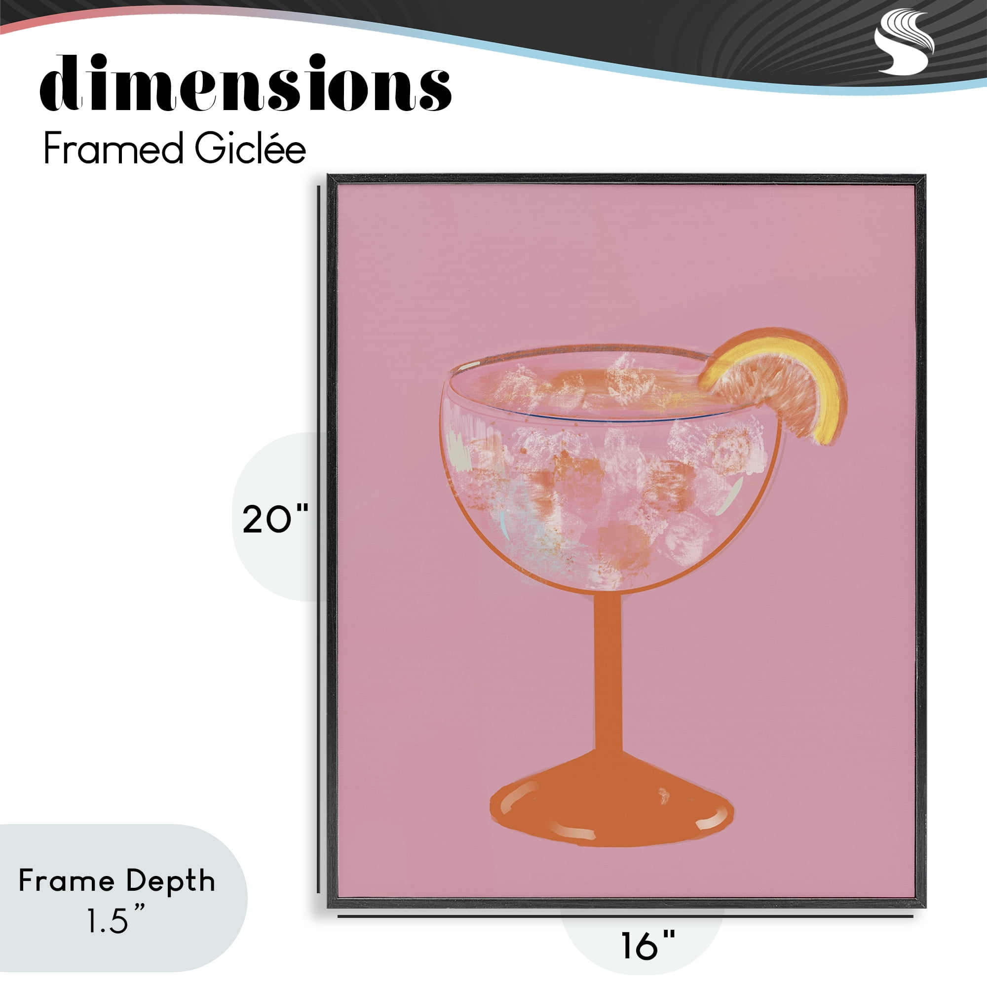 Stupell Industries Paloma Glass over Pink Black Framed Giclee Art, design by Robin Maria