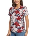 thumbnail image 5 of Yiaed Lilies Flowers Print Women's T Shirt V-Neck Short Sleeve Shirt Casual Breathable Tee Summer Tops-X-Large, 5 of 5