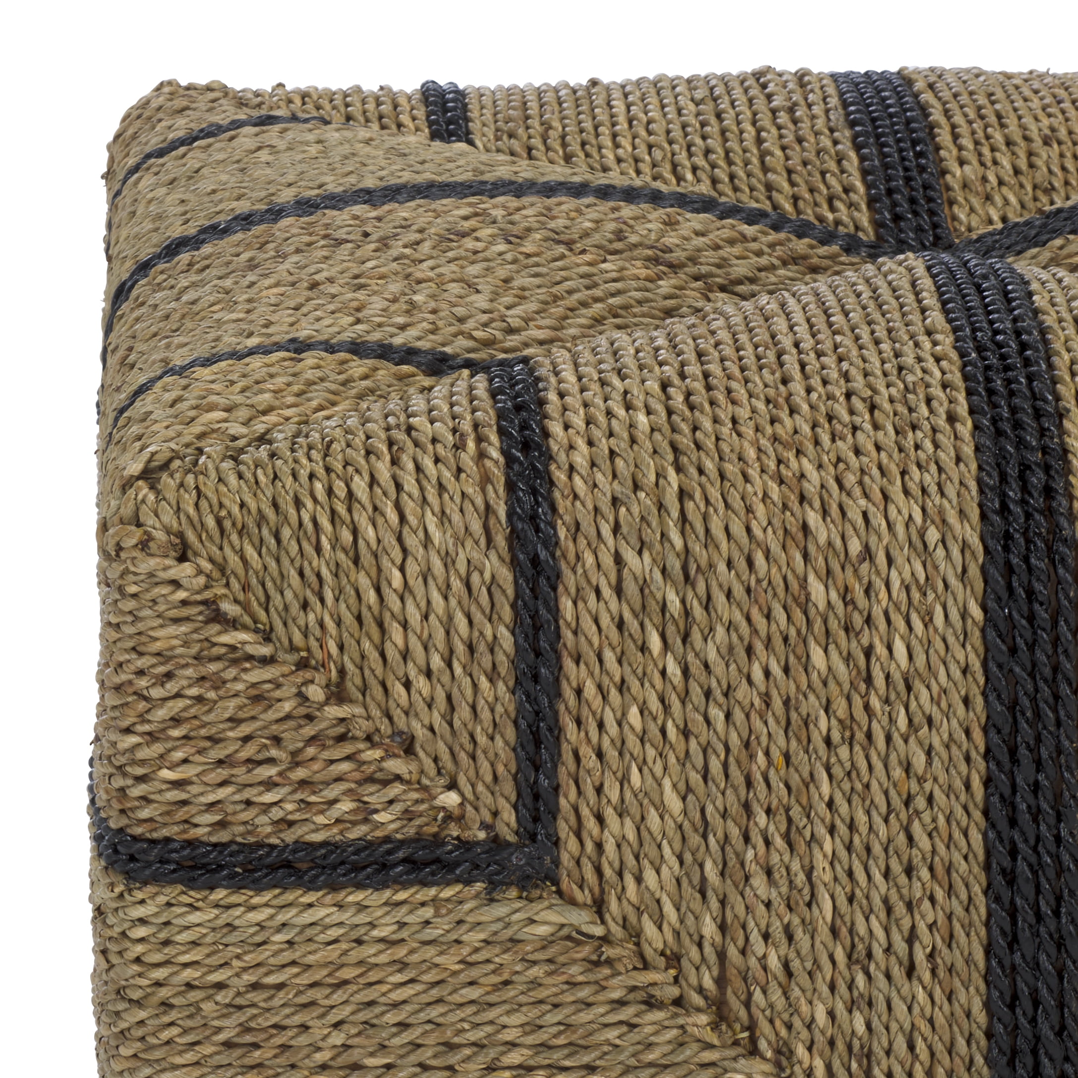 Safavieh Couture Liatasha Woven Seagrass Ottoman, Natural/Black