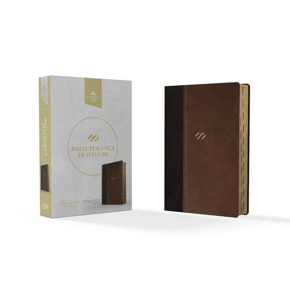 Rvr 1960 Biblia Temática de Estudio, Marrón Oscuro/Marrón Piel Fabricada Con Índice, (Hardcover)