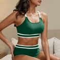 thumbnail image 7 of Efsteb Swimsuits for Women 2025 Women's High Waisted Bikini Sets Sporty Two Piece Swimsuits Color Block Cheeky High Cut Bathing Suits (Green,L), 7 of 7