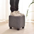 thumbnail image 2 of Small Ottoman Footstool Stool with Padded Seat Faux Leather for Home Bedroom, 2 of 3