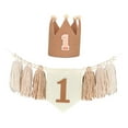 thumbnail image 4 of Banner de silla alta Decoración para fiesta de primer cumpleaños Banner de silla alta de arpillera Bebé marrón, 4 of 9