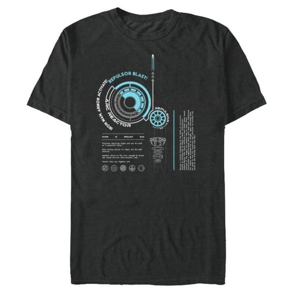 Marvel Avengers Iron Man Armor ARC Reactor Data Readout - Short Sleeve Blended T-Shirt for Adults - Customized-Dark Heather