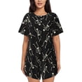 thumbnail image 1 of Fotbe Happy Skeletons Dancing Conjunto de Pijama Estampado para Mujer, 2 Piezas, Ropa de Dormir con Camiseta de Manga Corta y Shorts Suaves-Large, 1 of 6