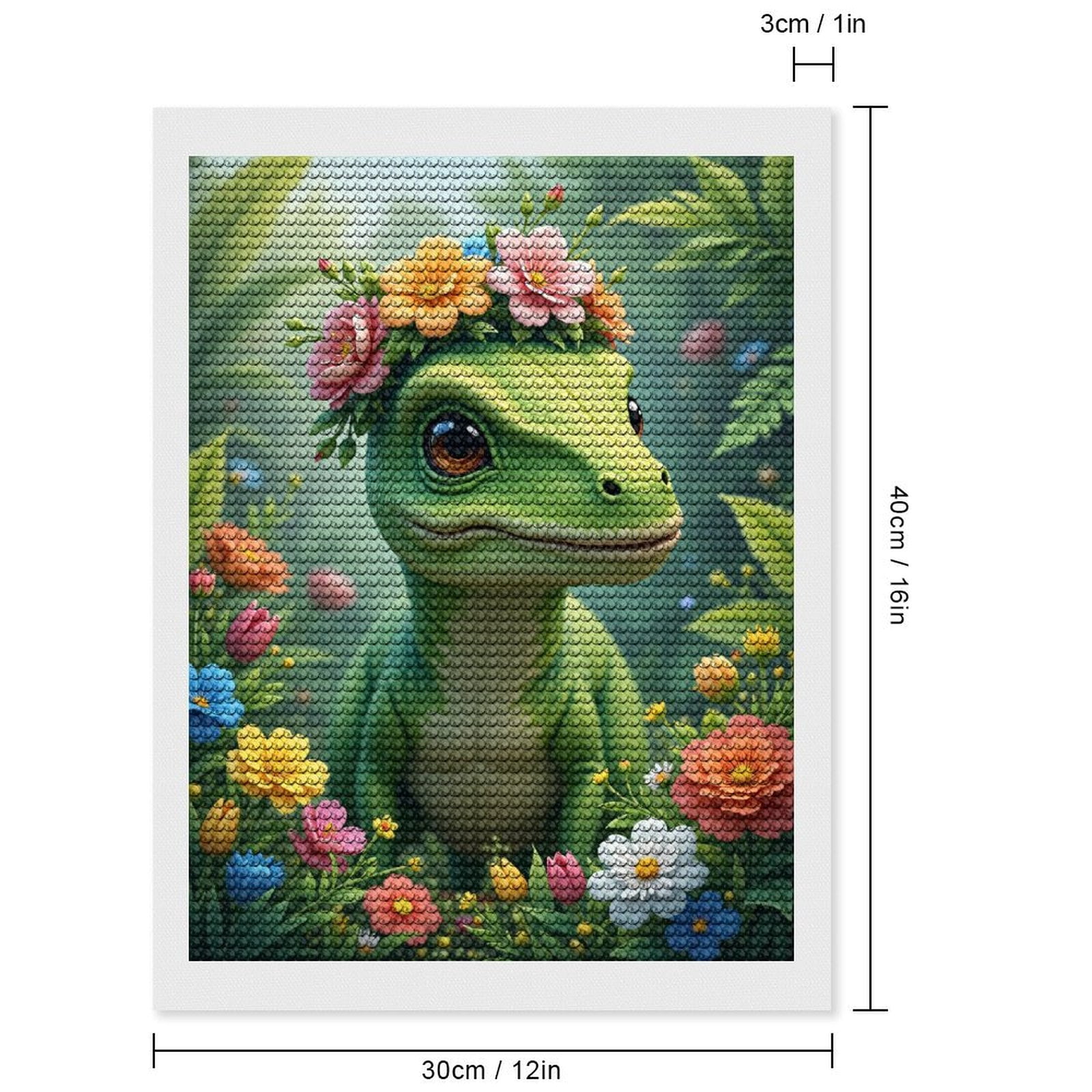 Diamond Art Kits for Adults, Young Dinosaur Flower Crown Beauty 5D Diamond Painting Kits for Adults Beginners, DIY Full Drill Diamond Painting, Gem Art and Crafts 12x16