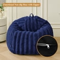 thumbnail image 4 of XeGe Fluffy Faux Rabbit Fur Bean Bag Chair Cover(No Filler), Cozy Plush Shaggy Striped Stuffed Animal Storage Bean Bag, 3FT Big Fuzzy Ribbed Beanbag Cover Bedroom Living Room, Anti-slip, Navy Blue, 4 of 7