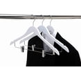 thumbnail image 4 of Quality Wooden Skirt Hangers with Clips, 20-Pack Semi Curved, Smooth Solid Wood Pants Hangers with  Adjustable Metal Clips, Swivel Hook, Coat, Jacket, Blouse Suit Hangers (White, 20), 4 of 8