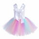 thumbnail image 4 of Vestido Para Niñas, Ropa Para Niñas, Primavera Otoño, Vestido Floral De Malla De Colores Para Niños Pequeños Con Perchas, Vestido De Princesa Azul Claro Odeerbi LM103-7443, 4 of 6
