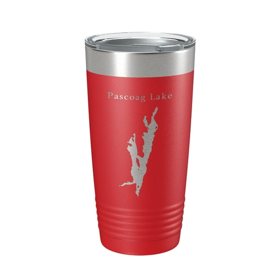 Pascoag Lake Map Tumbler Travel Mug Insulated Laser Engraved Coffee Cup Rhode Island 20 oz Red