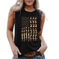 thumbnail image 2 of Wang6 American Flag Tank Tops for Women Patriotic Shirt USA Flag Stars Stripes Print Sleeveless T-Shirt 4th of July Tee Shirts 0429liBlack S, 2 of 5