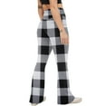 thumbnail image 6 of Women Leggings Tummy Control Plaid Print High Waist Elastic No-See Through Flare Yoga Pants,Black,L, 6 of 8