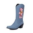 thumbnail image 4 of Bear Wide Mid Calf Cowgirl Boots for Women Fashion Cute Denim Pointed Toe Chunky Heeled Cowgirl Tall Boots, 4 of 5