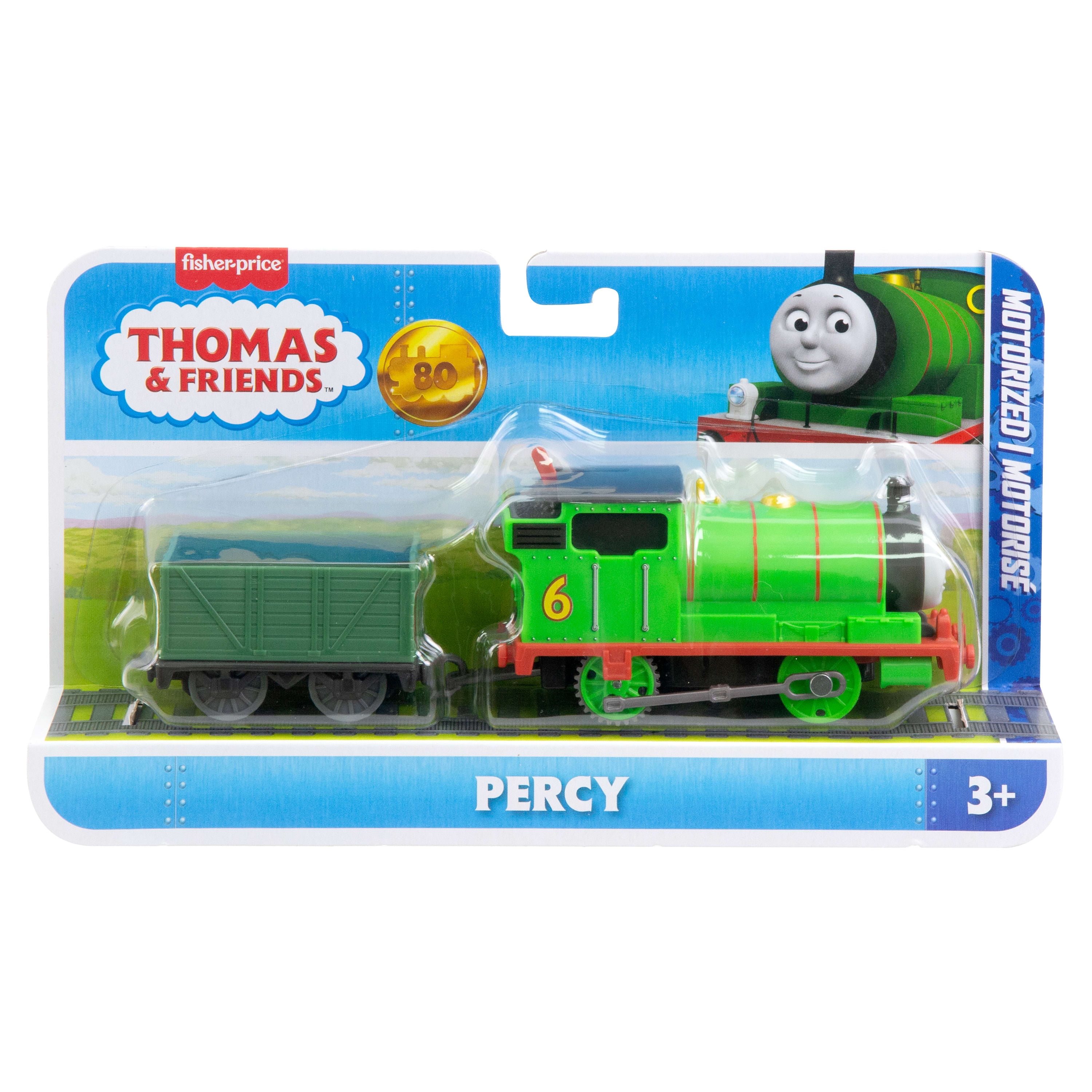 Thomas & Friends Motorized Classic Percy Engine, Battery-Powered Toy Train & Cargo
