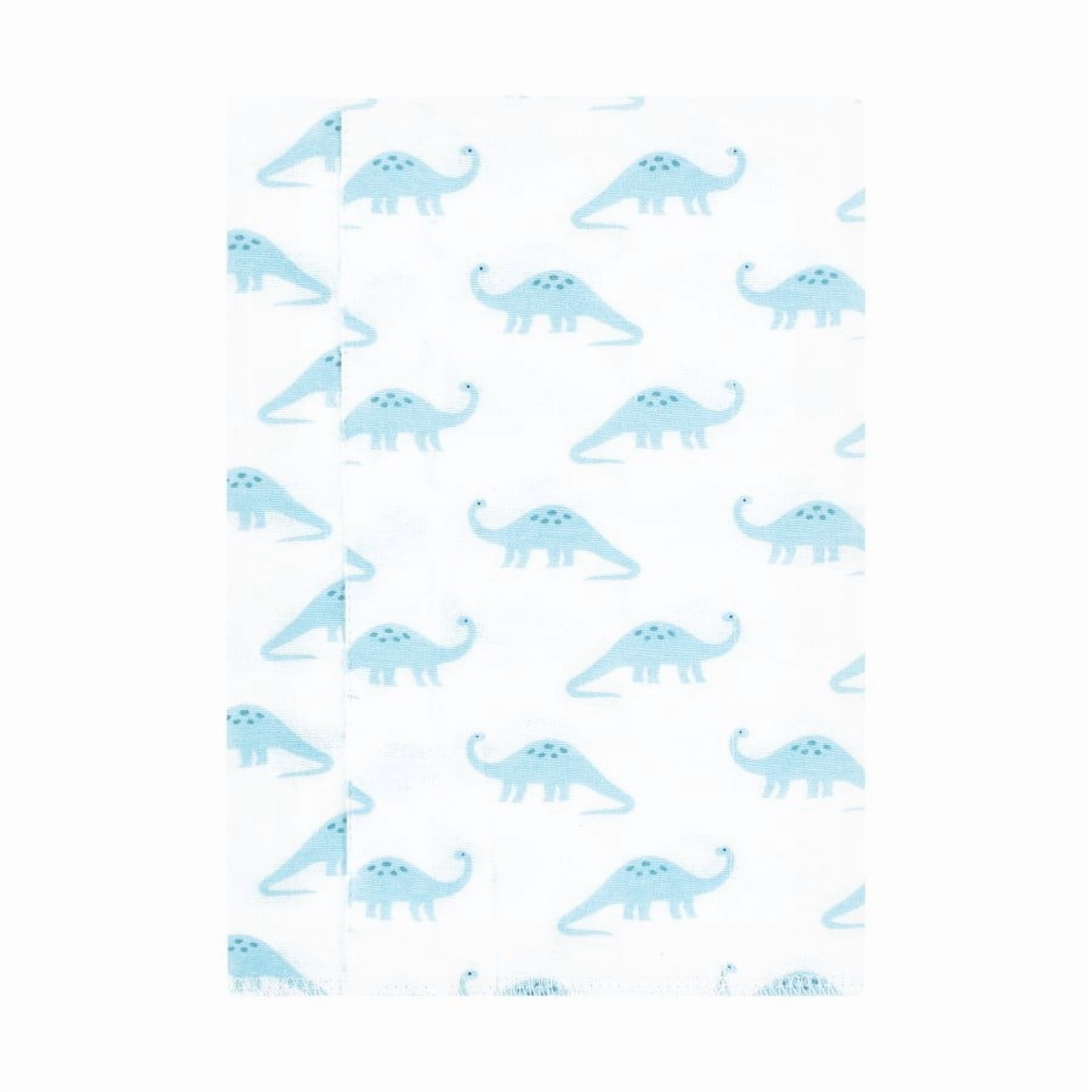 Hudson Baby Unisex Baby Cotton Poly Flannel Burp Cloths, Soft Teal Dino 4 Pack, One Size
