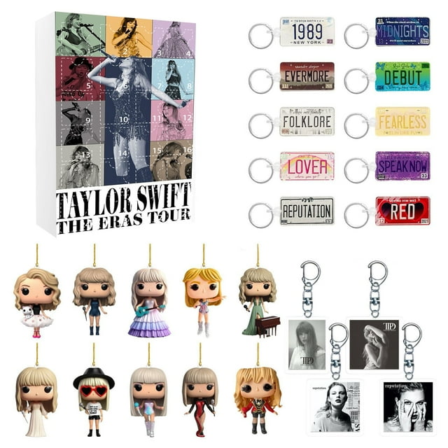 Calendario de Adviento de Navidad de Taylor Contiene 24 decoraciones acrílicas navideñas Calendario de llegada Calendario de cuenta regresiva de Navidad con colgantes sorpresa Objetos de colección na
