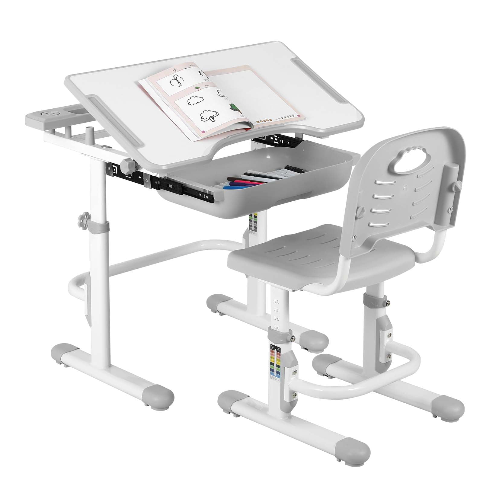 Pirecart Height Adjustable Children's Desk and Chair Set Kids Drawing