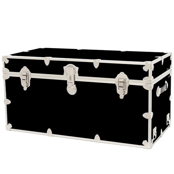 Rhino Trunk & Case XXL Leather Embossed Vinyl Trunk, College, Home & Office Storage 36"x18"x18" (Black)
