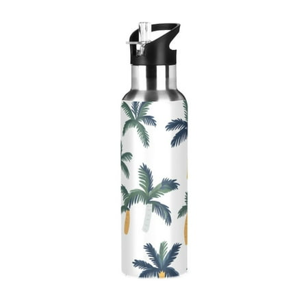 

ALAZA Palm Tree-a6 Water Bottle Insulated Flask Stainless Steel Straw Lid 20 oz
